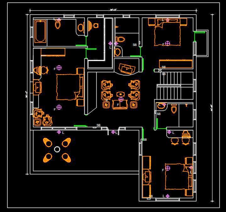 3 BHK House Plan on 40'x45' Plot - Free CAD Layout